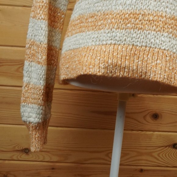 Madewell‎ Orange and Cream Baez Pullover Sweater in Stripe Size Small - Picture 3 of 12